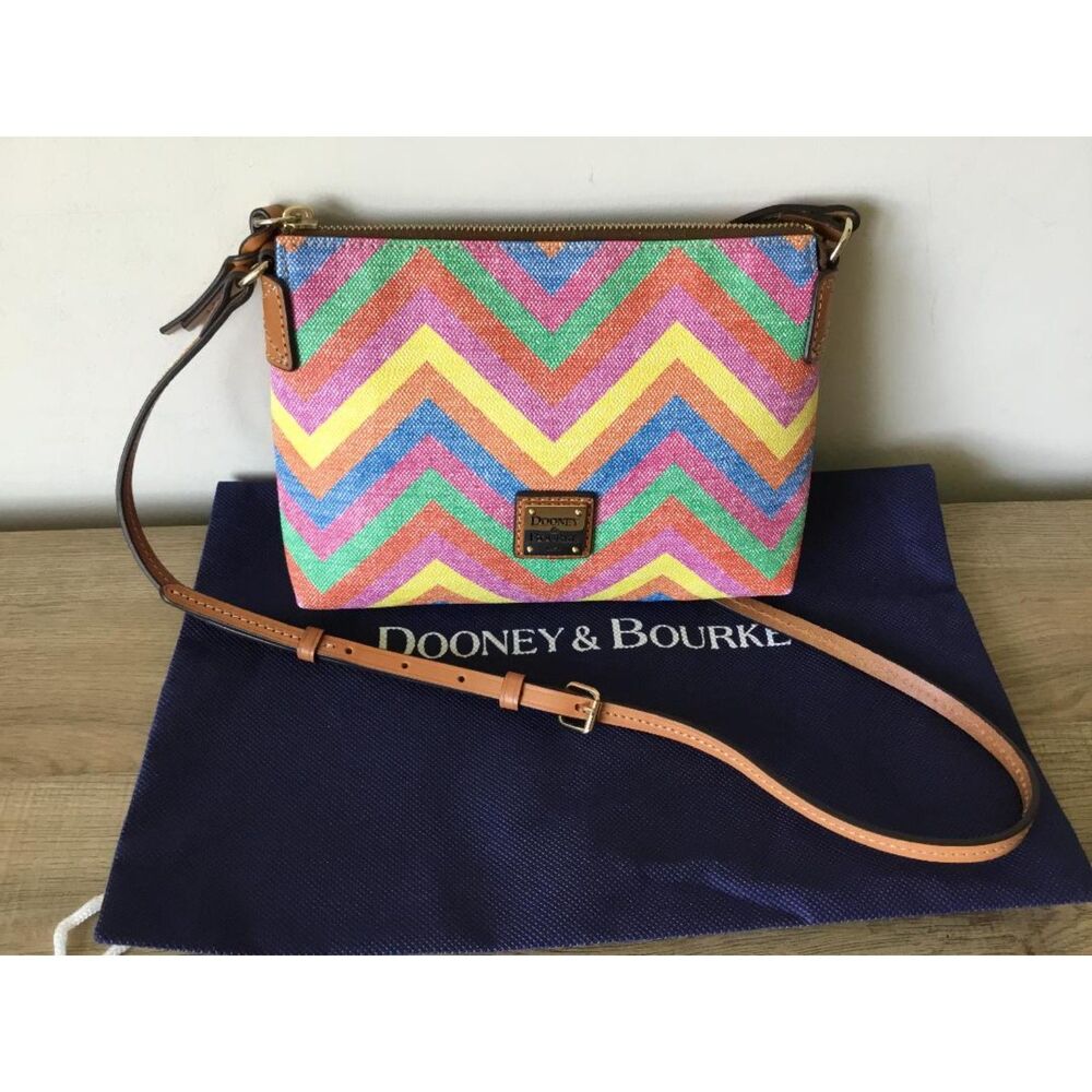 Dooney & Bourke Crossbody Bag in Rainbow Chevron Pattern w/Dustbag